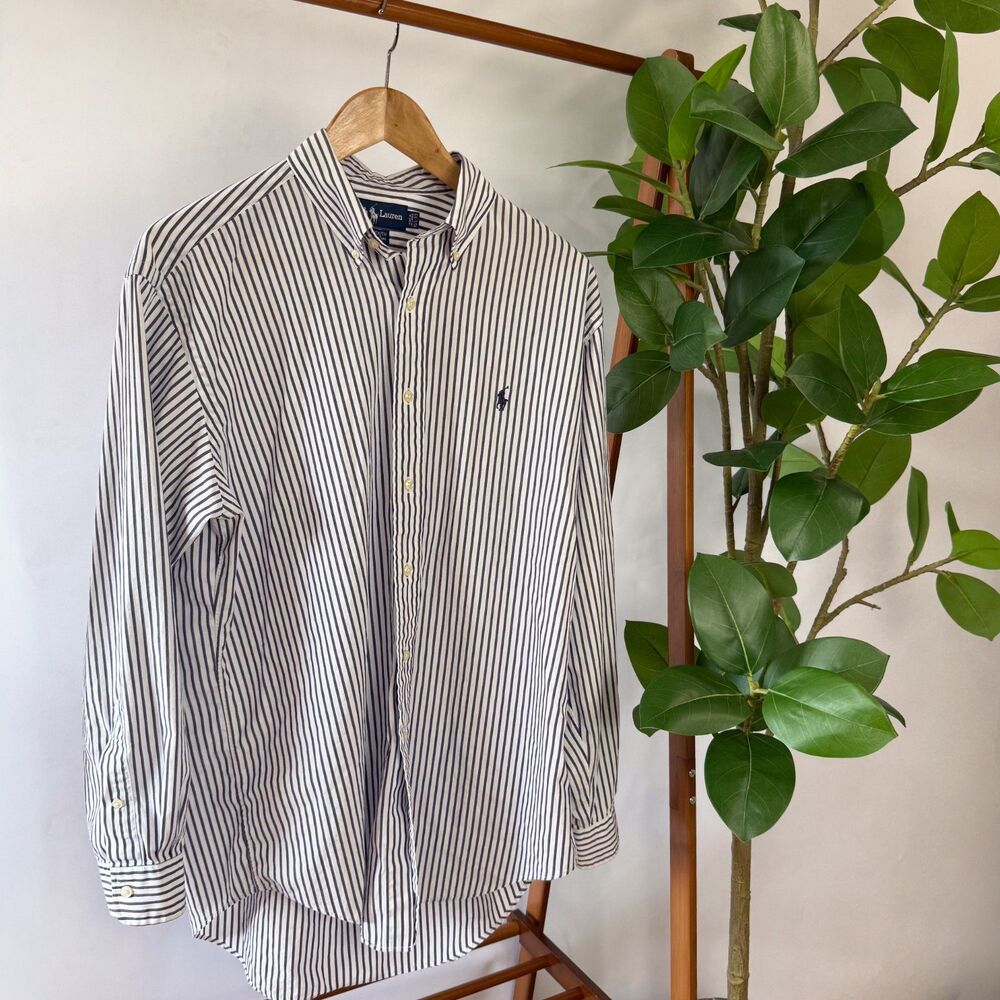 Ralph Lauren Navy Pinstripe Button-Down Shirt | Old Money
